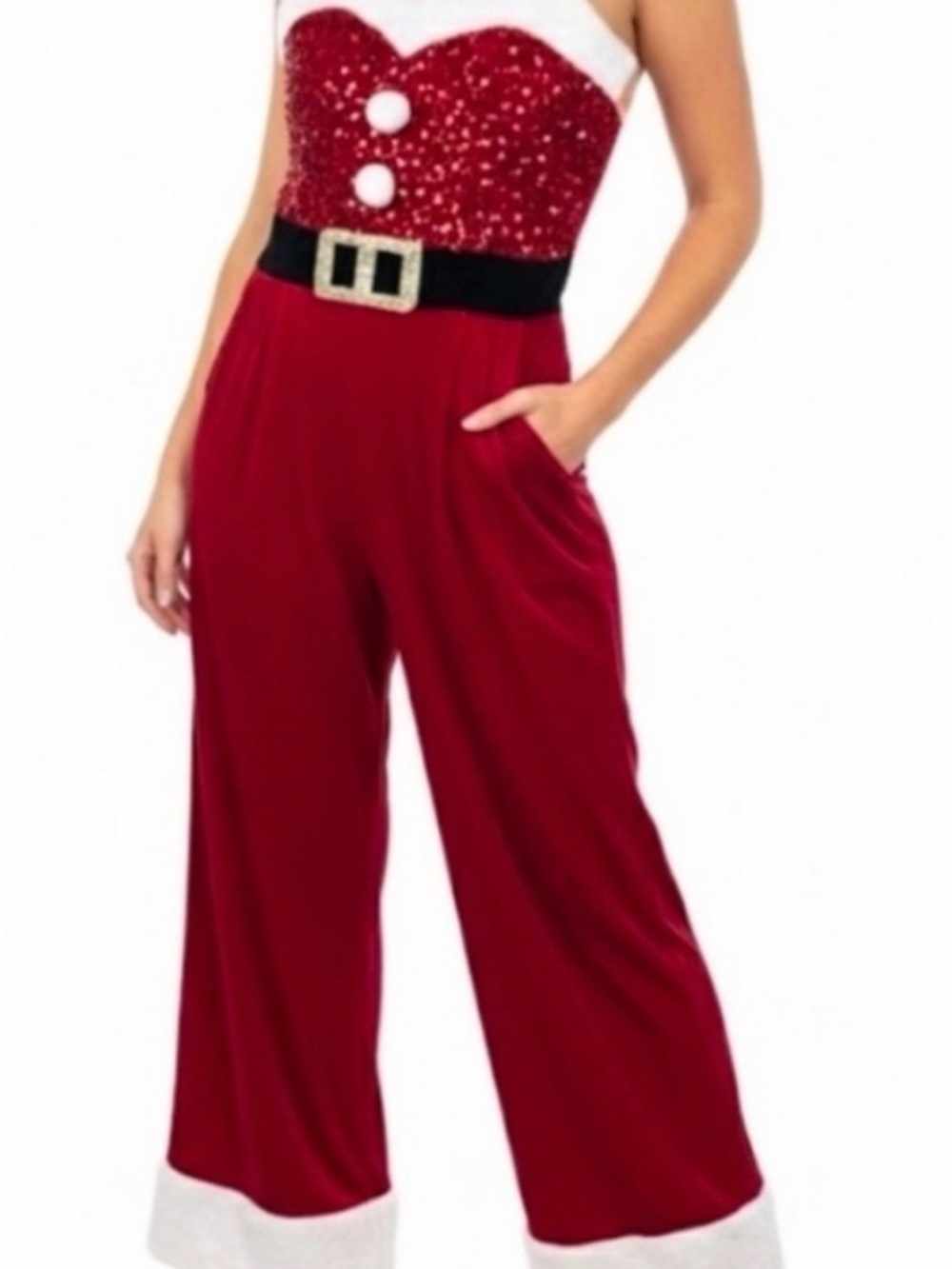 NWT Festive Red Women's Santa-Inspired Jumpsuit